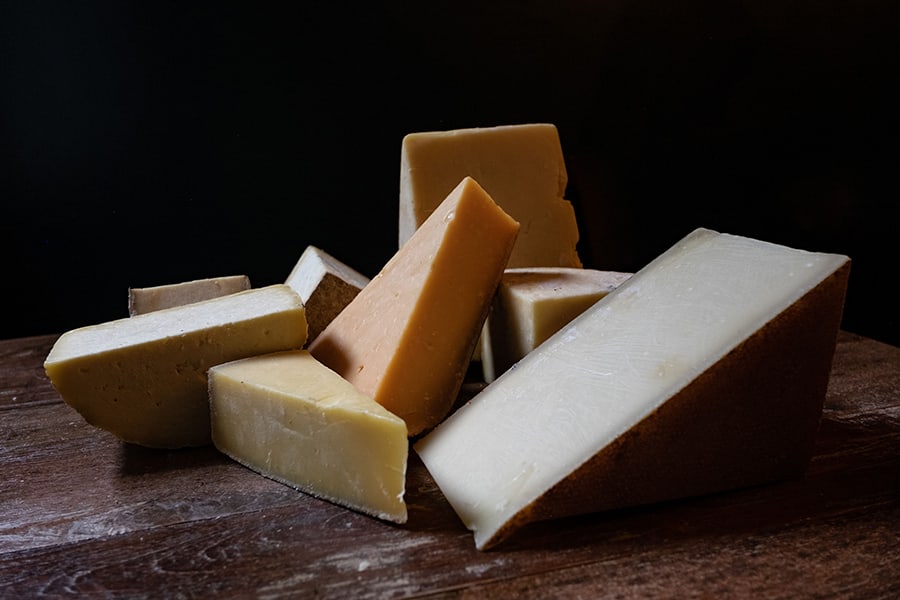 a range of cow milk cheeses