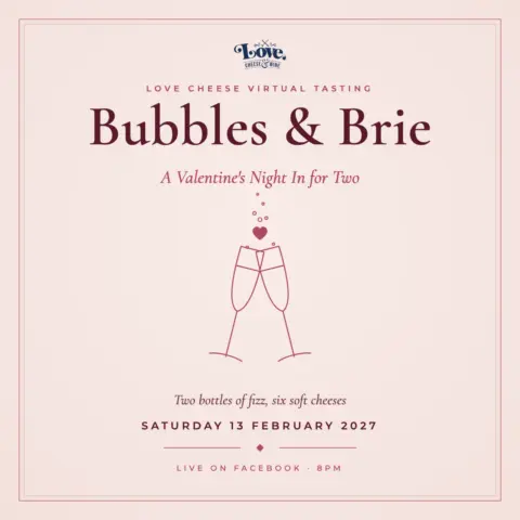 Saturday 13th February 2027 – Bubbles and Brie – Valentines Night In for Two Virtual Tasting